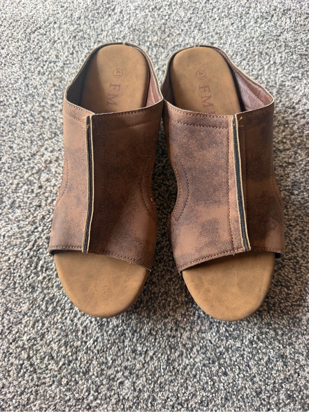 Brown Open-Toe Slide Sandals for Women